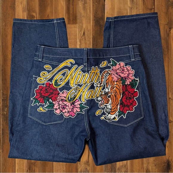 Ninth Hall Fundamentals Other - AMBUSH x Ninth Hall Embroidered Tiger Denim Jeans 32 | Rare Streetwear Graphic